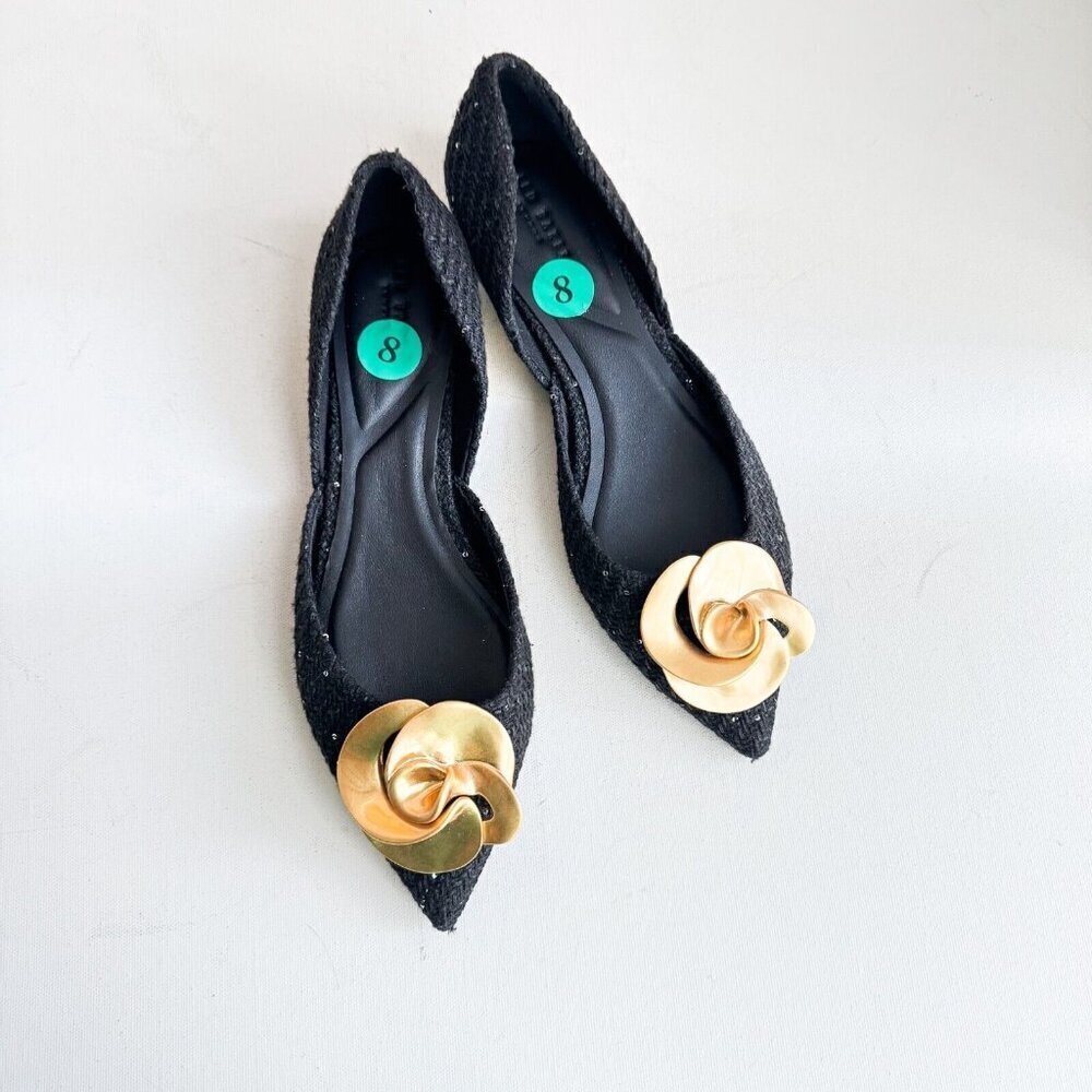Ted Baker Emma Rose Half D'orsay Pointed Toe Leather Flat 8